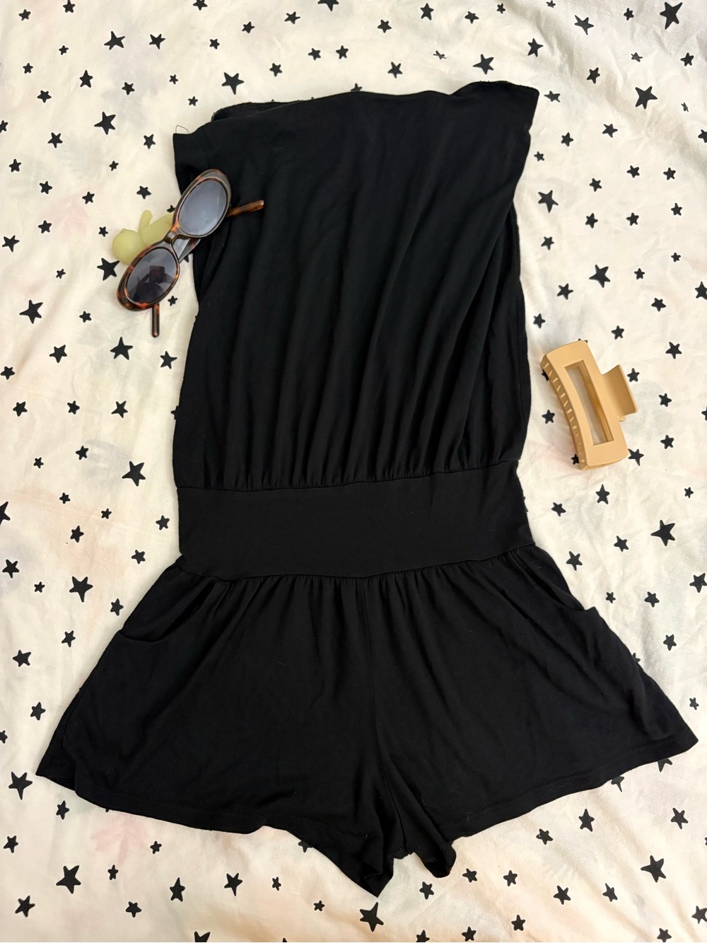 Vintage Fighting Eel: Black strapless romper